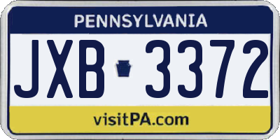 PA license plate JXB3372