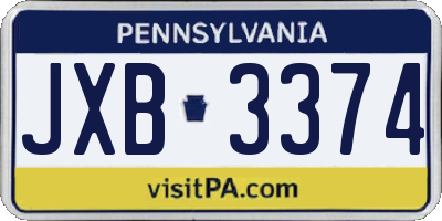 PA license plate JXB3374