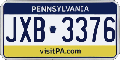 PA license plate JXB3376