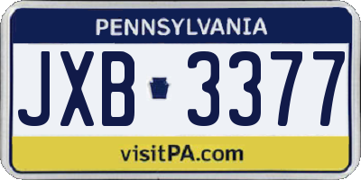 PA license plate JXB3377