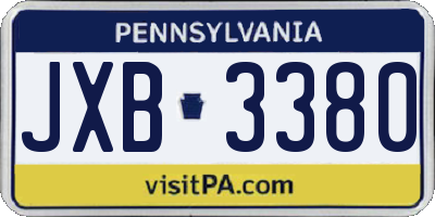 PA license plate JXB3380