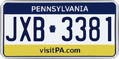 PA license plate JXB3381