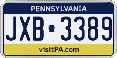 PA license plate JXB3389