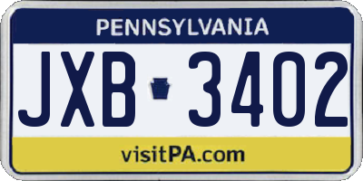 PA license plate JXB3402