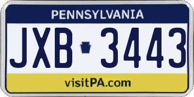PA license plate JXB3443