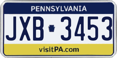 PA license plate JXB3453