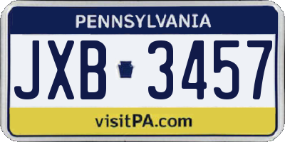 PA license plate JXB3457