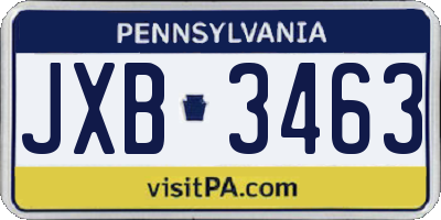 PA license plate JXB3463