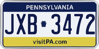PA license plate JXB3472