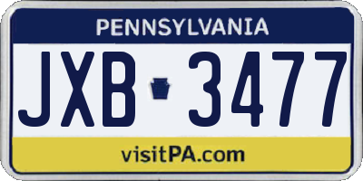 PA license plate JXB3477