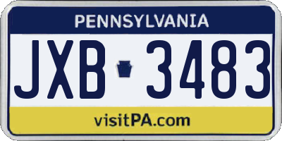 PA license plate JXB3483