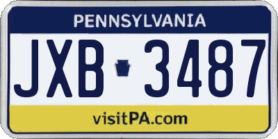 PA license plate JXB3487