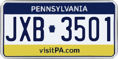 PA license plate JXB3501