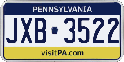 PA license plate JXB3522