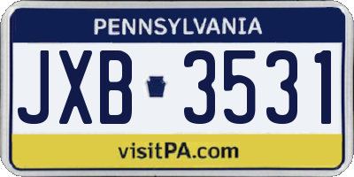 PA license plate JXB3531