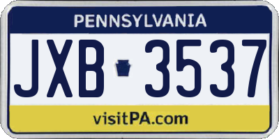 PA license plate JXB3537