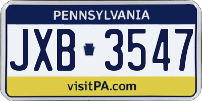 PA license plate JXB3547