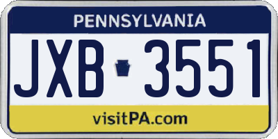 PA license plate JXB3551