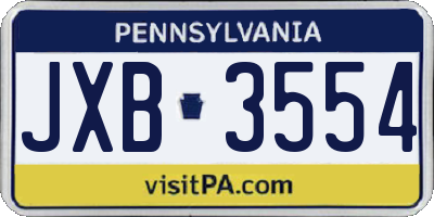 PA license plate JXB3554