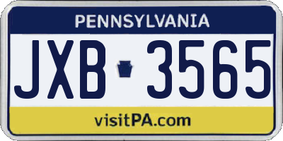 PA license plate JXB3565