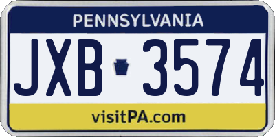 PA license plate JXB3574