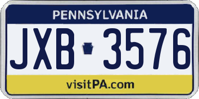 PA license plate JXB3576