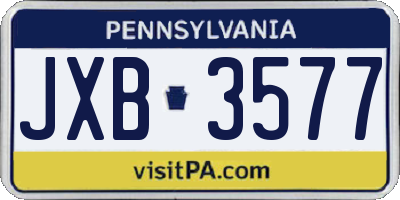 PA license plate JXB3577