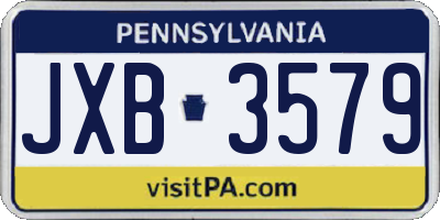 PA license plate JXB3579
