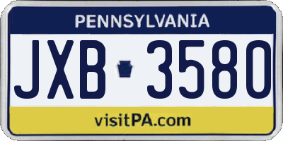 PA license plate JXB3580