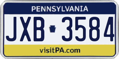 PA license plate JXB3584