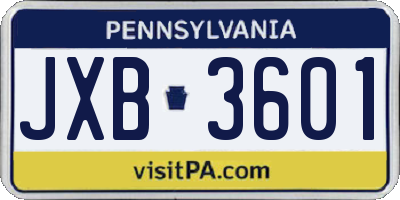 PA license plate JXB3601