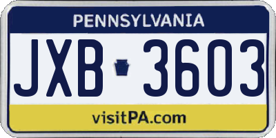 PA license plate JXB3603
