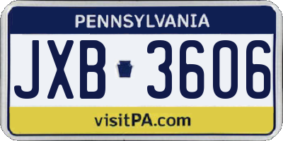 PA license plate JXB3606
