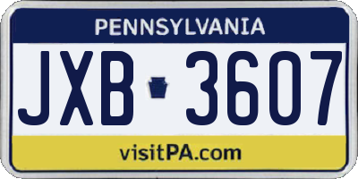 PA license plate JXB3607