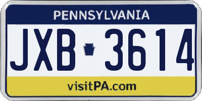 PA license plate JXB3614