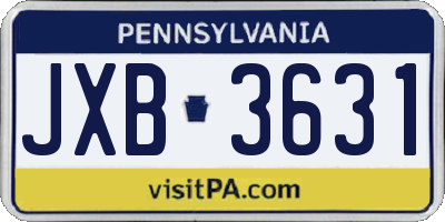 PA license plate JXB3631