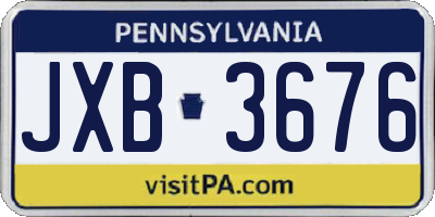 PA license plate JXB3676