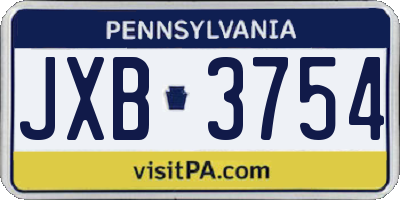 PA license plate JXB3754