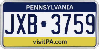 PA license plate JXB3759
