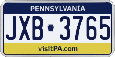 PA license plate JXB3765