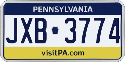 PA license plate JXB3774