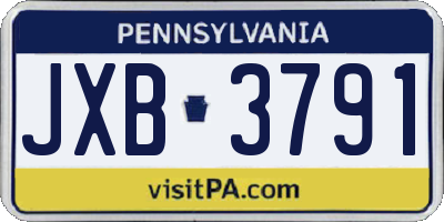 PA license plate JXB3791