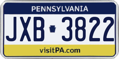 PA license plate JXB3822