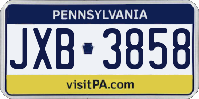 PA license plate JXB3858