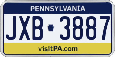 PA license plate JXB3887