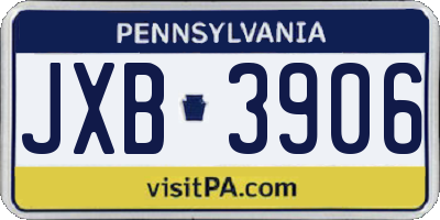 PA license plate JXB3906