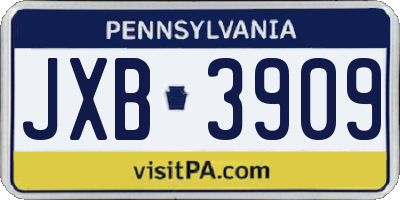 PA license plate JXB3909