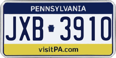 PA license plate JXB3910