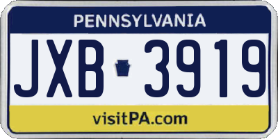 PA license plate JXB3919