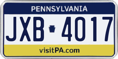 PA license plate JXB4017